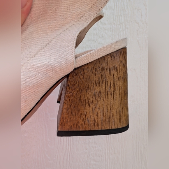 SCHUTZ Neutral Boho Open Toe Wood Heel Booties Women's Size 7.5 - Picture 7 of 8